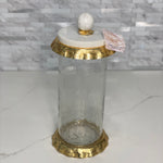 Gold Ruffle Hammered Glass Marble Canister