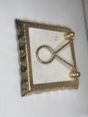 Gold Ruffle Marble Napkin Holder