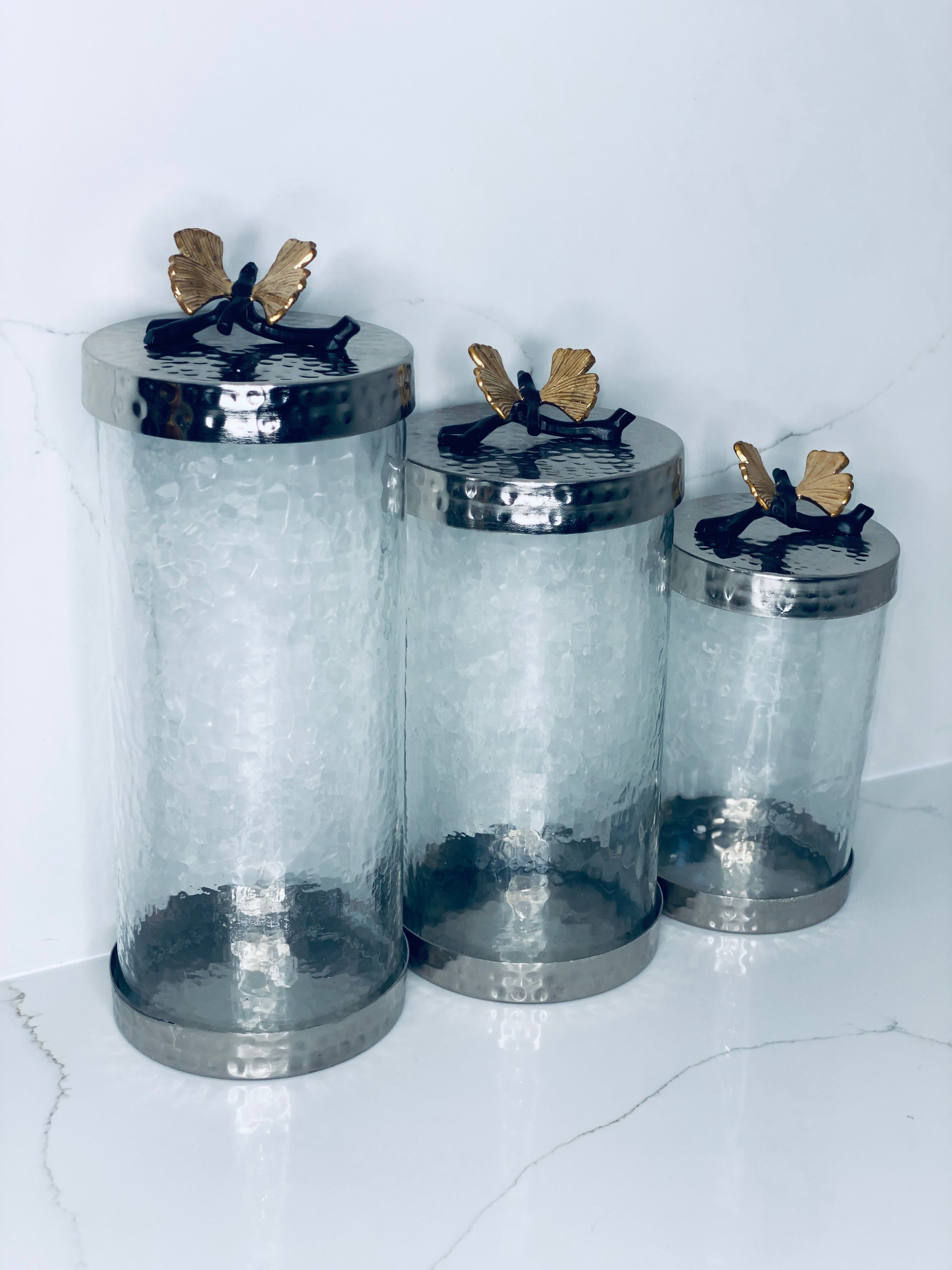 Butterfly Canisters Gold