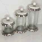 Silver Ruffle Hammered Glass Marble Canister