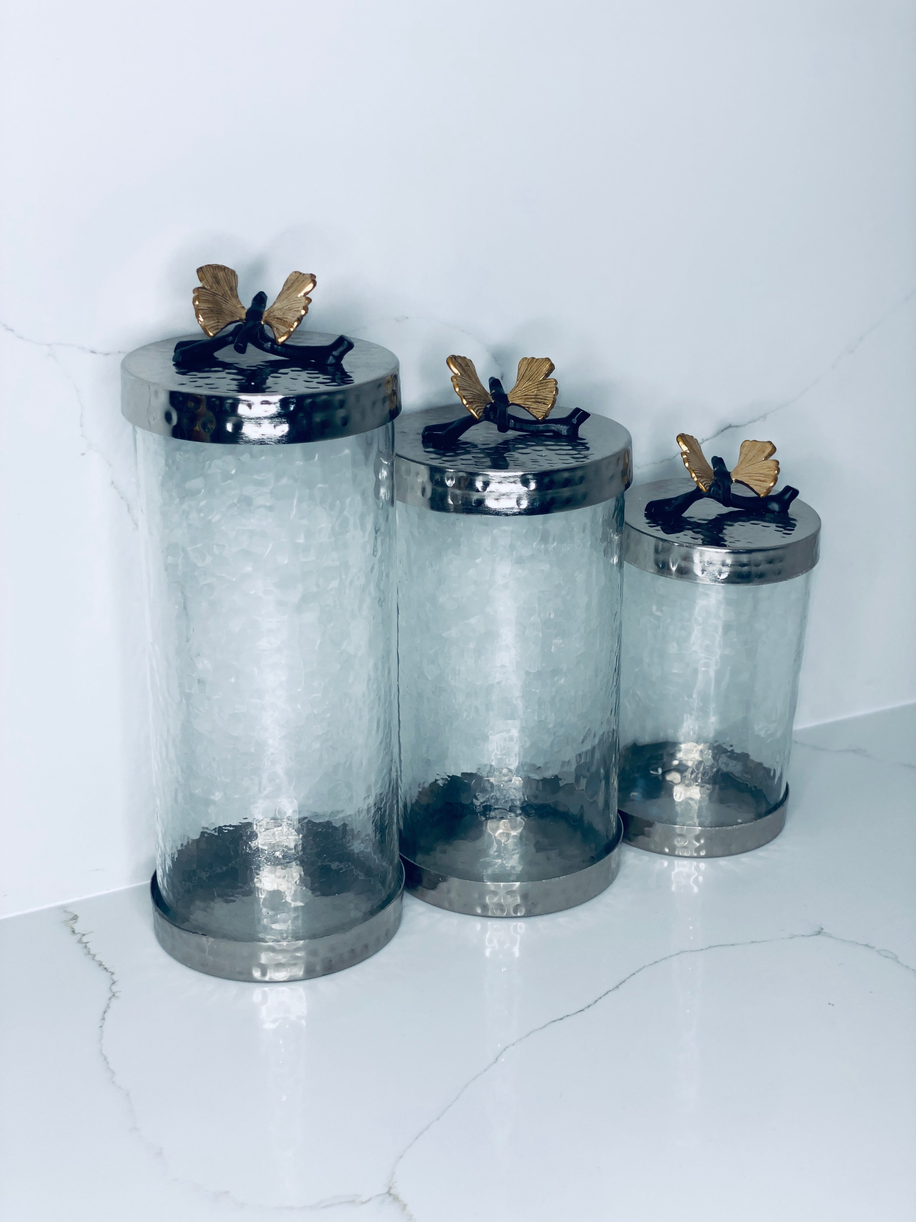 Butterfly Canisters Gold