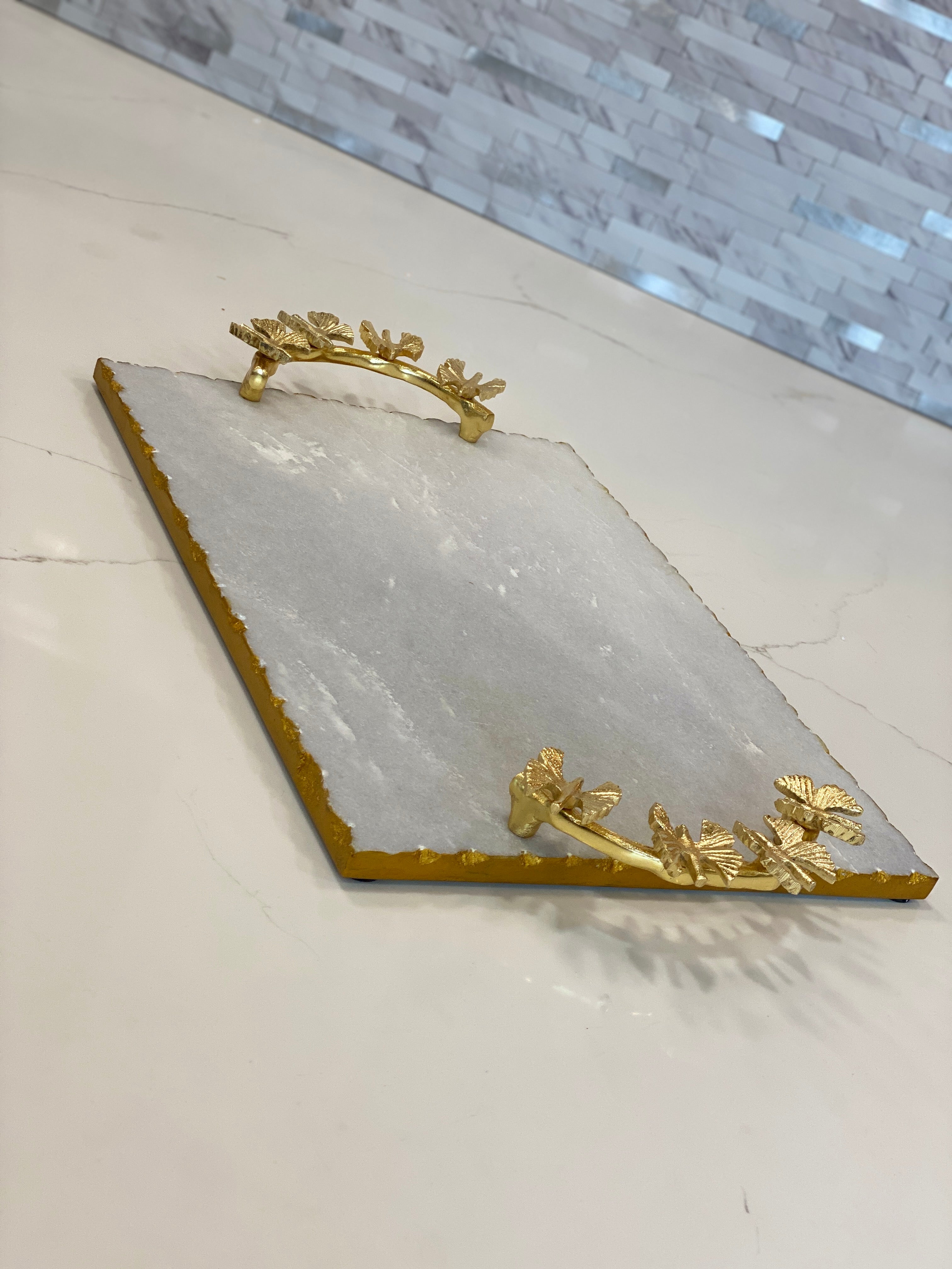 Gold Butterfly Marble Tray
