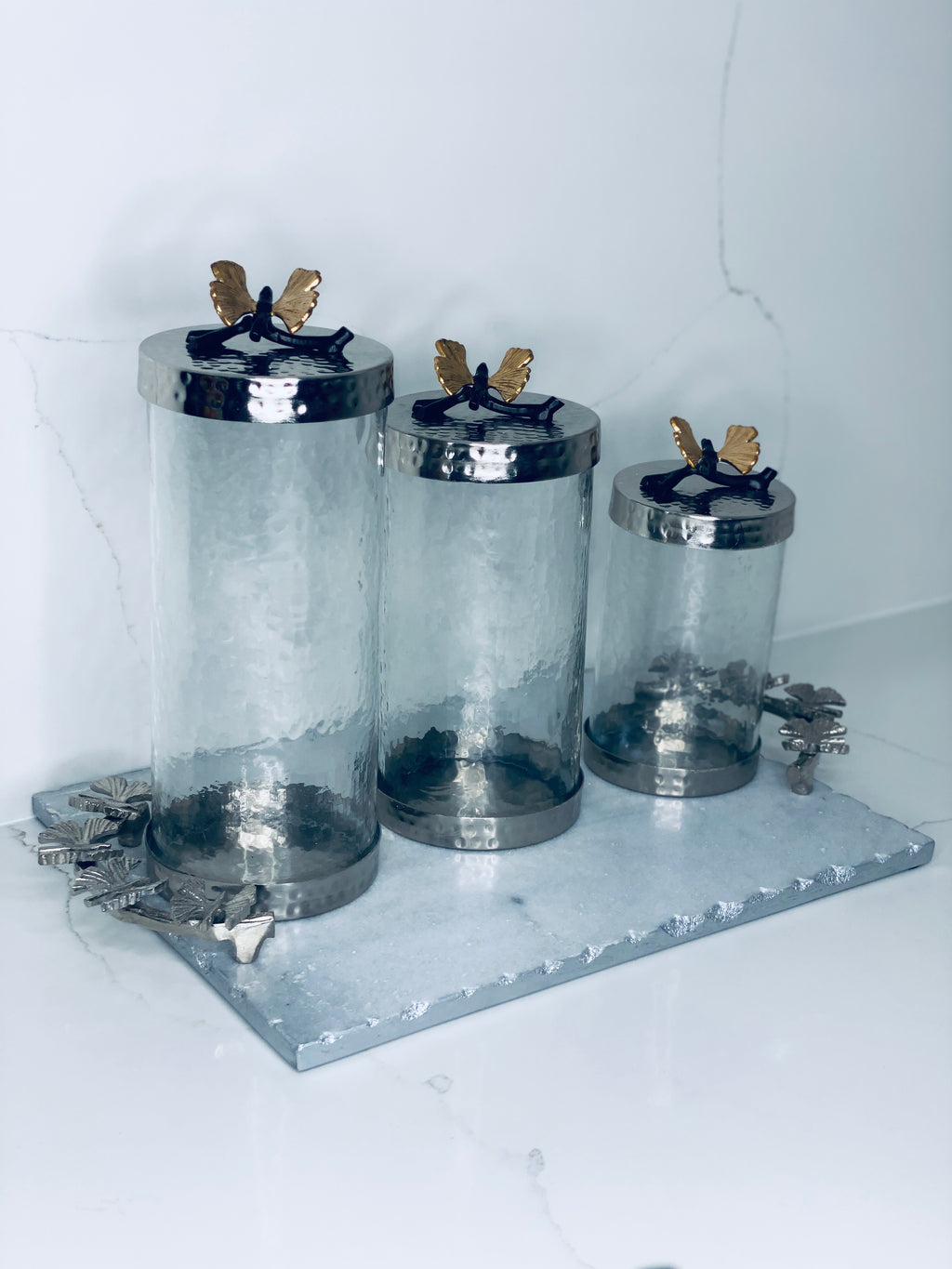 Butterfly Canisters Gold