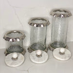 Silver Ruffle Hammered Glass Marble Canister