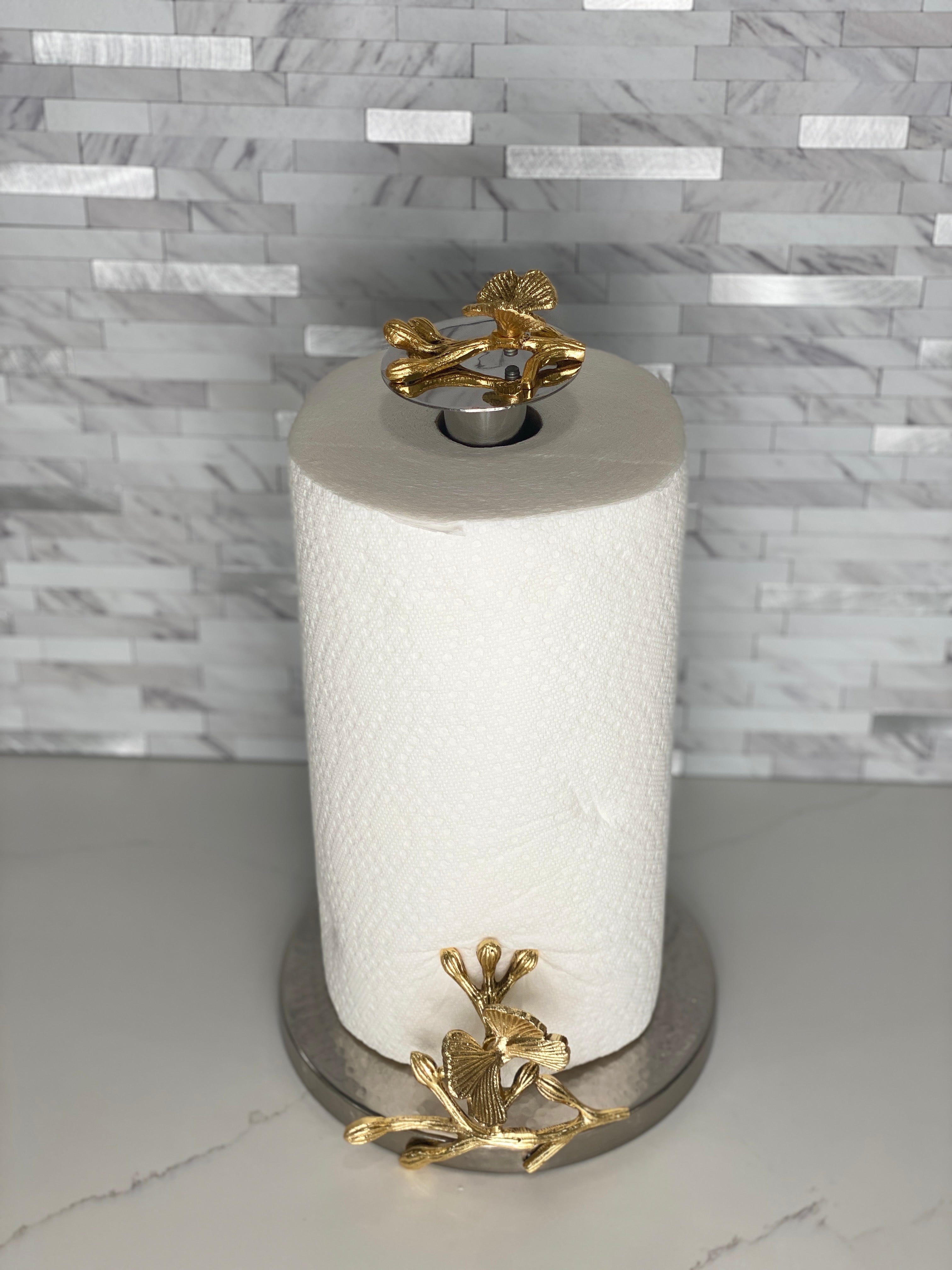 Gold Butterfly Paper Towel Holder