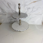 Silver Marble Two tier cake stand