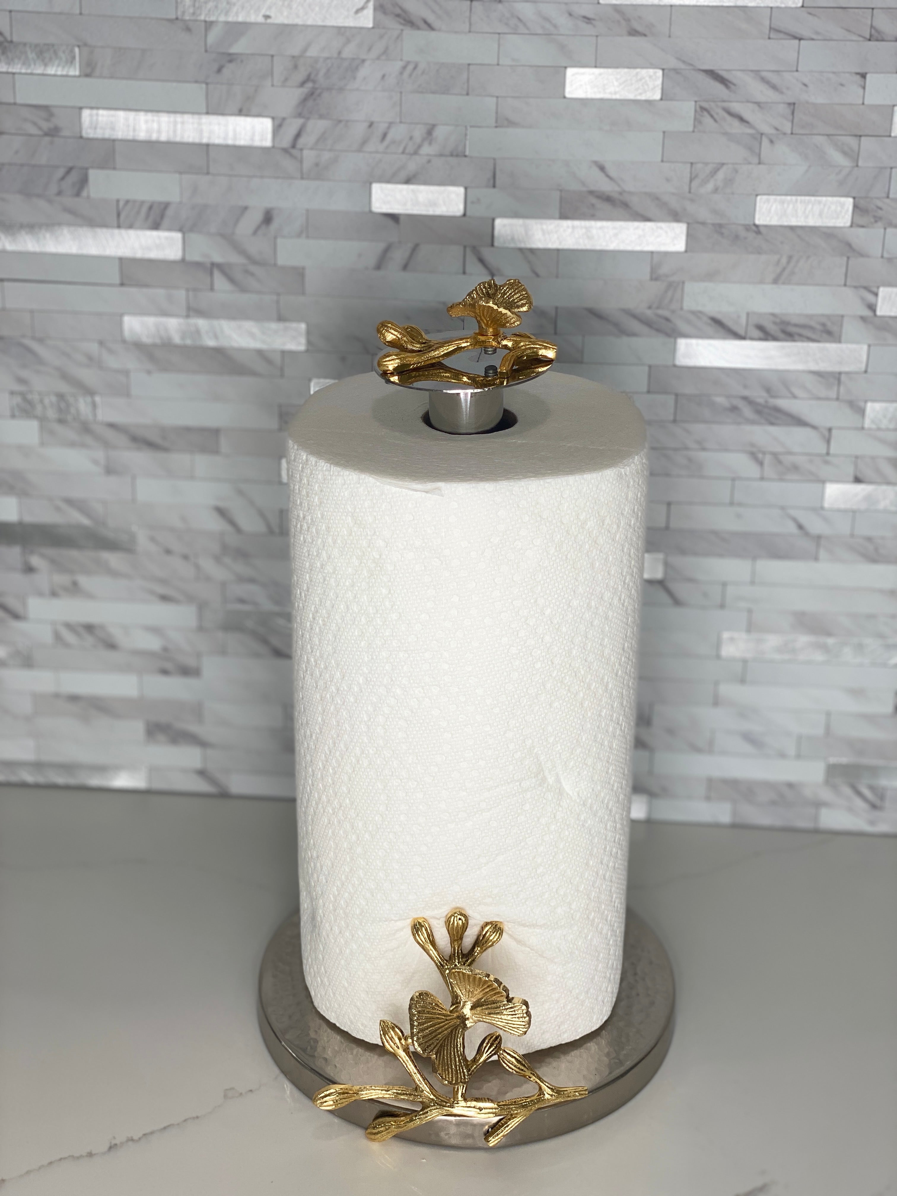 Gold Butterfly Paper Towel Holder
