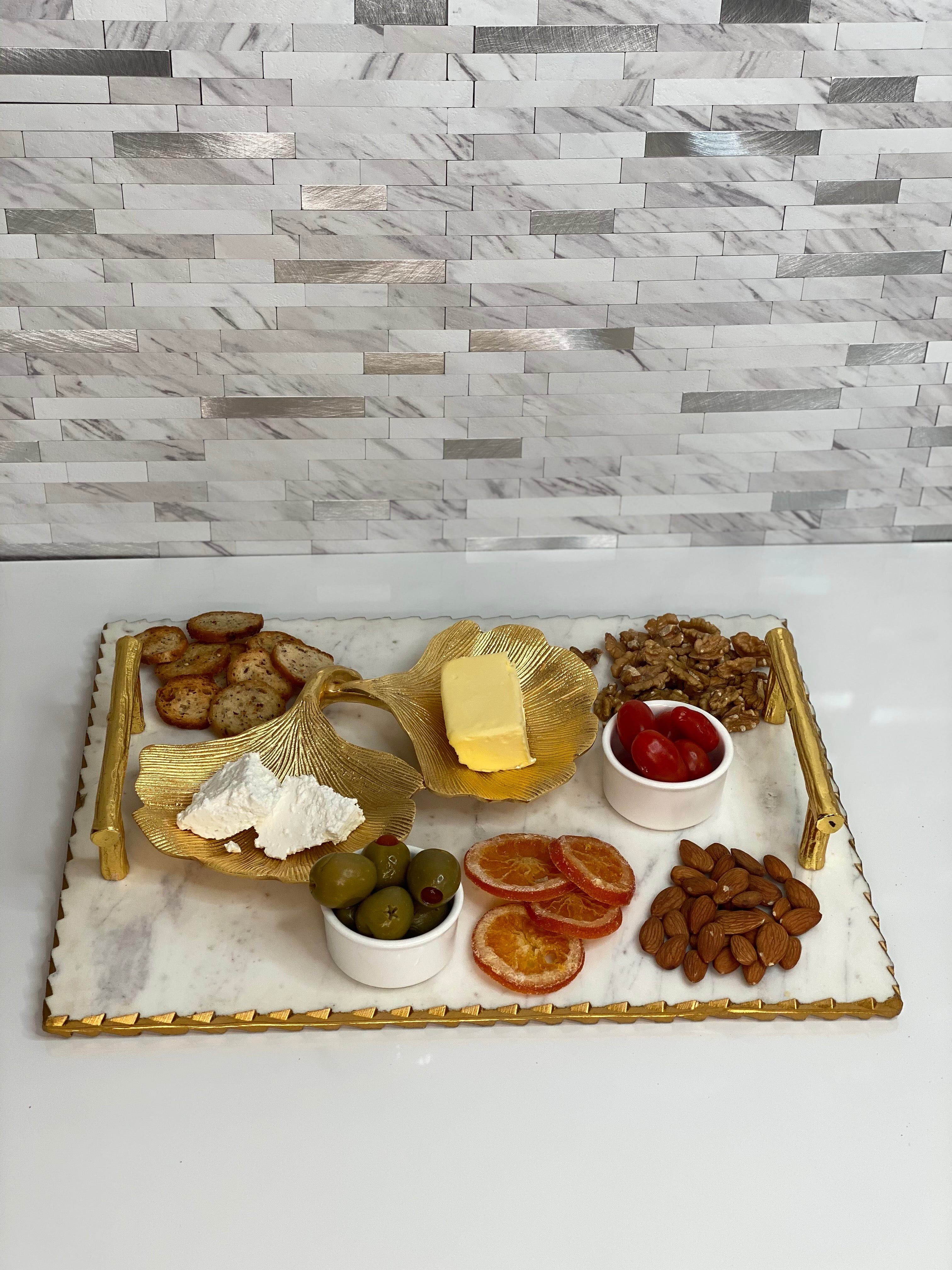 Gold Branch Marble Tray