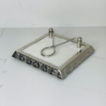 Silver Ruffle Marble Napkin Holder