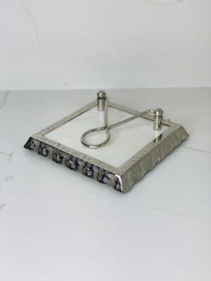 Silver Ruffle Marble Napkin Holder