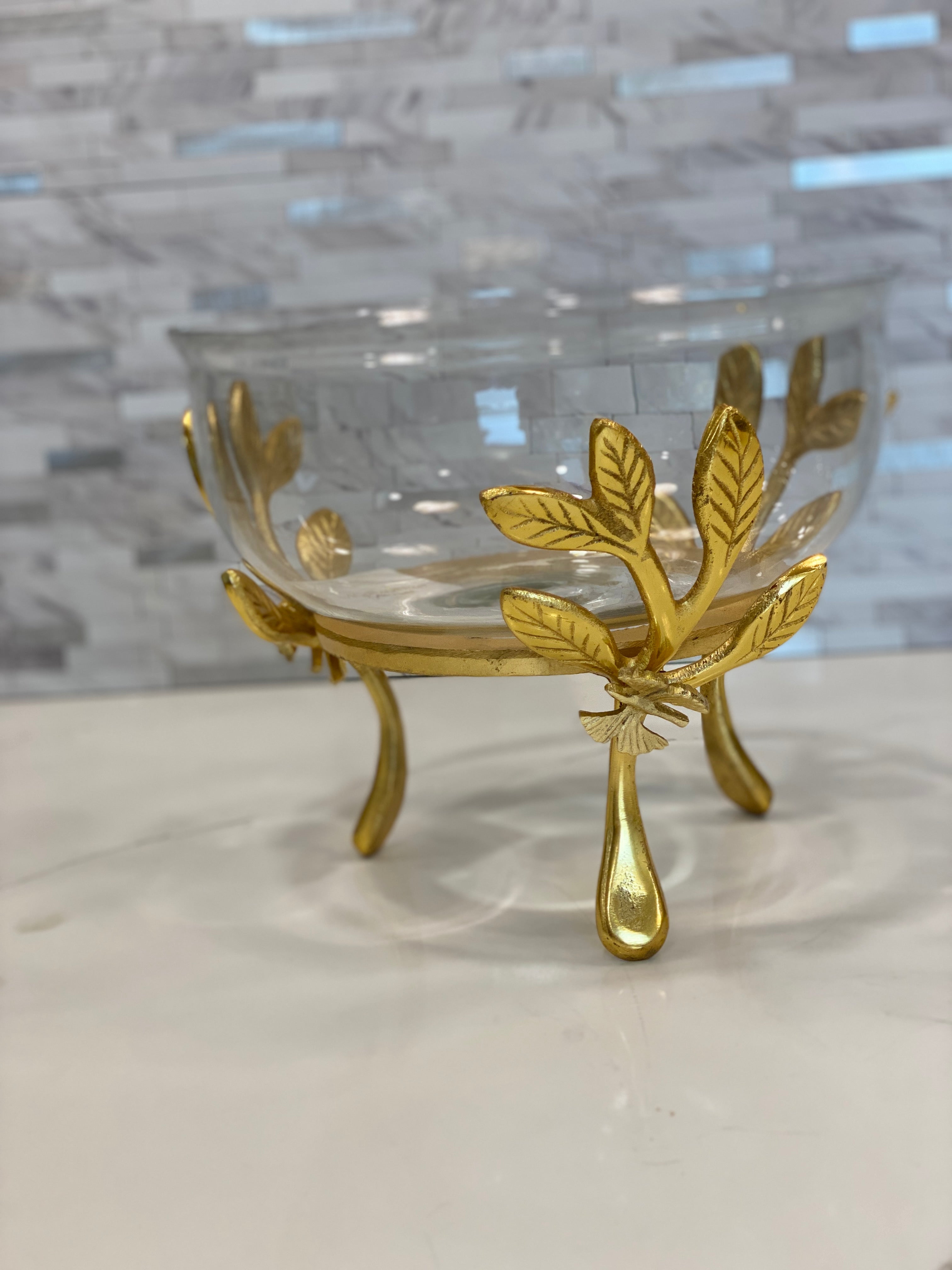 Butterfly Leaf Branch Bowl Gold