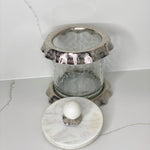 Silver Ruffle Hammered Glass Marble Canister