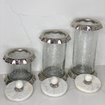 Silver Ruffle Hammered Glass Marble Canister