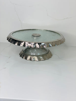 Silver Ruffle Cake Stand Round