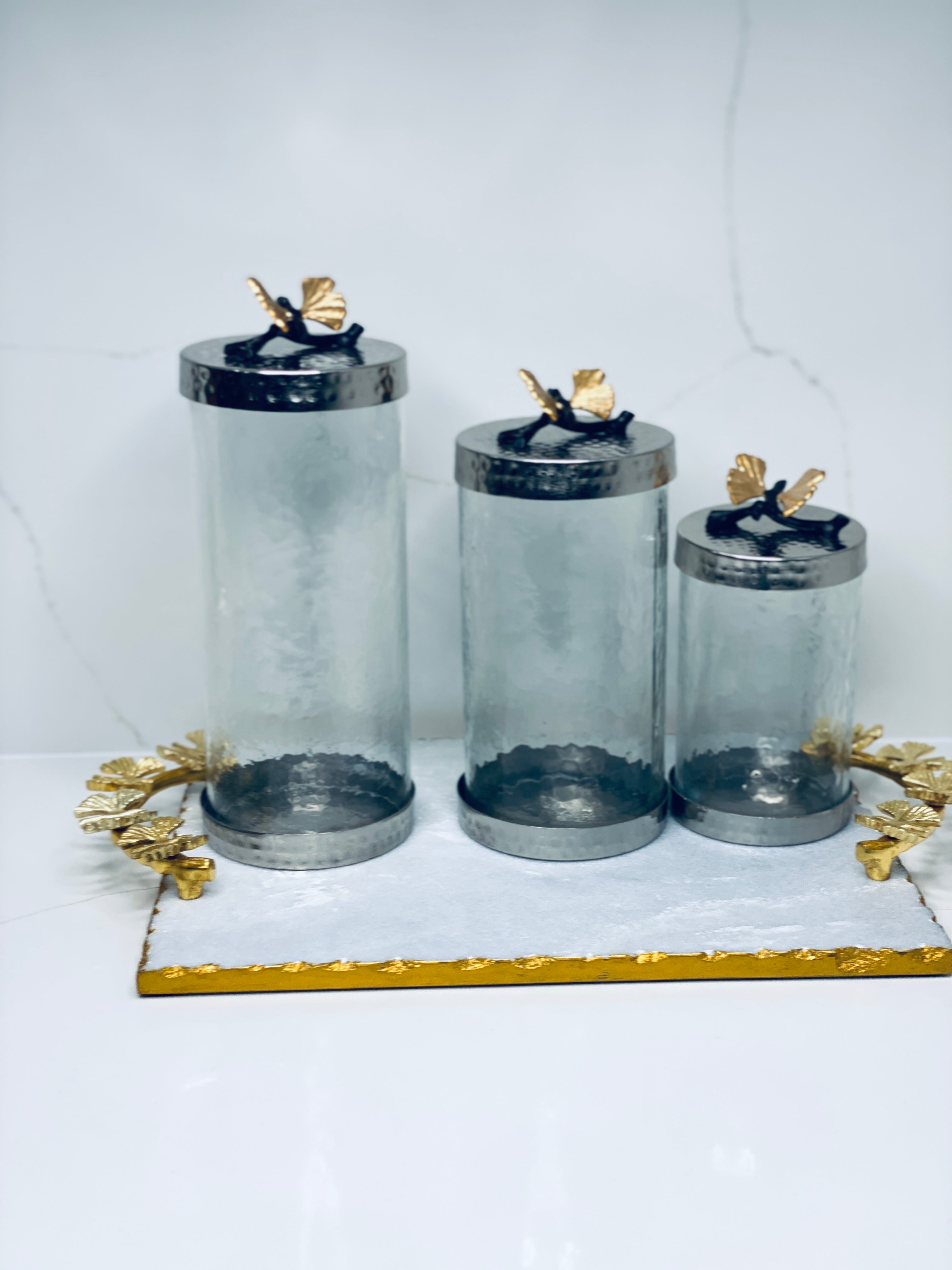 Butterfly Canisters Gold