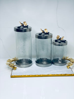 Butterfly Canisters Gold