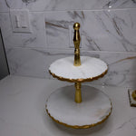 Gold Two Tiered Marble Cake Stand