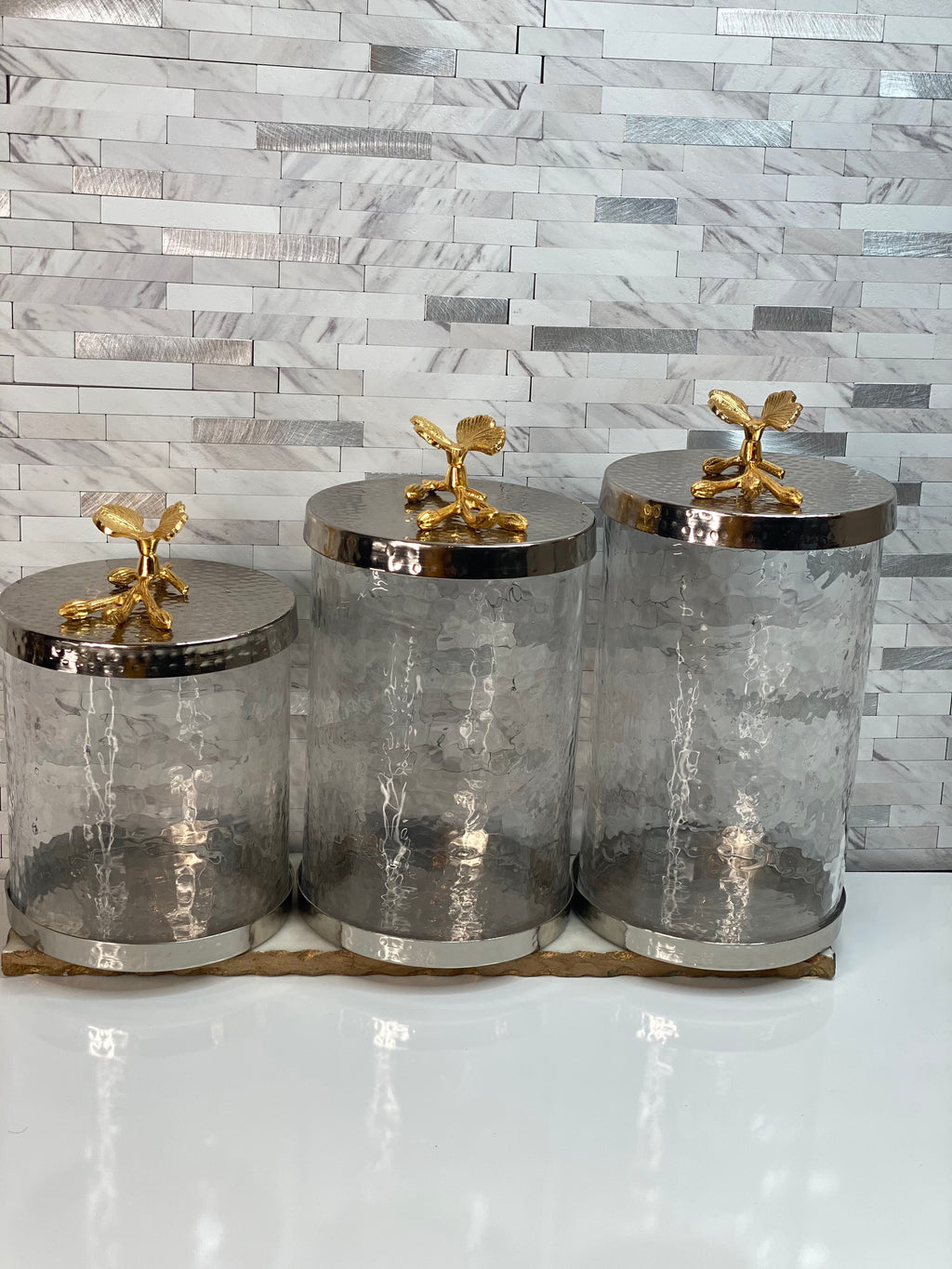 Gold Butterfly Canister