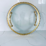 Gold Ruffle Hammered Glass Round Tray