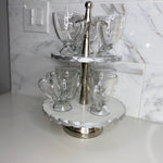 Silver Marble Two tier cake stand