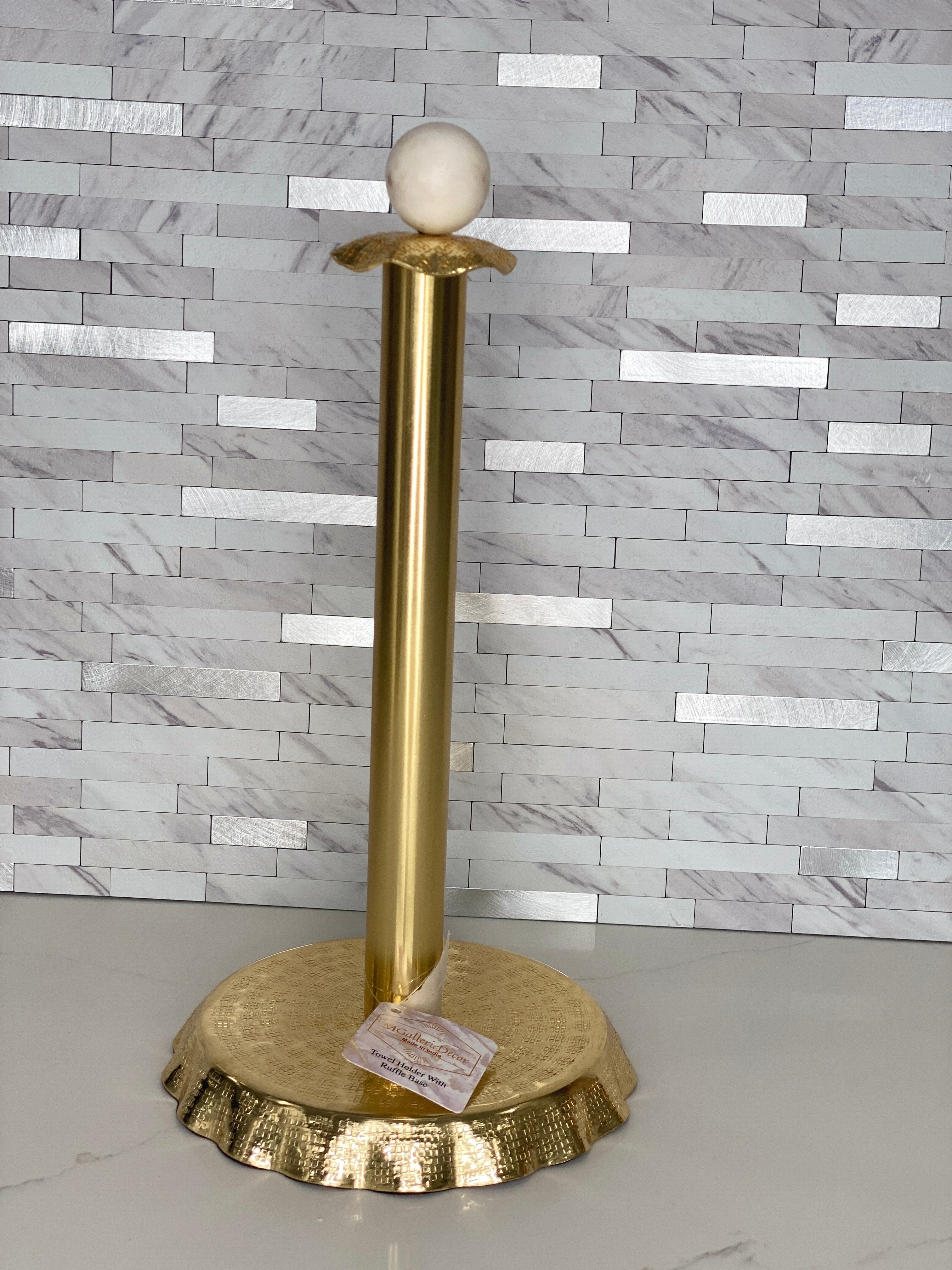 Gold Ruffle Paper Towel Holder