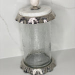 Silver Ruffle Hammered Glass Marble Canister