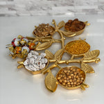 Gold Pomegranate 6- compartment Serving Dish