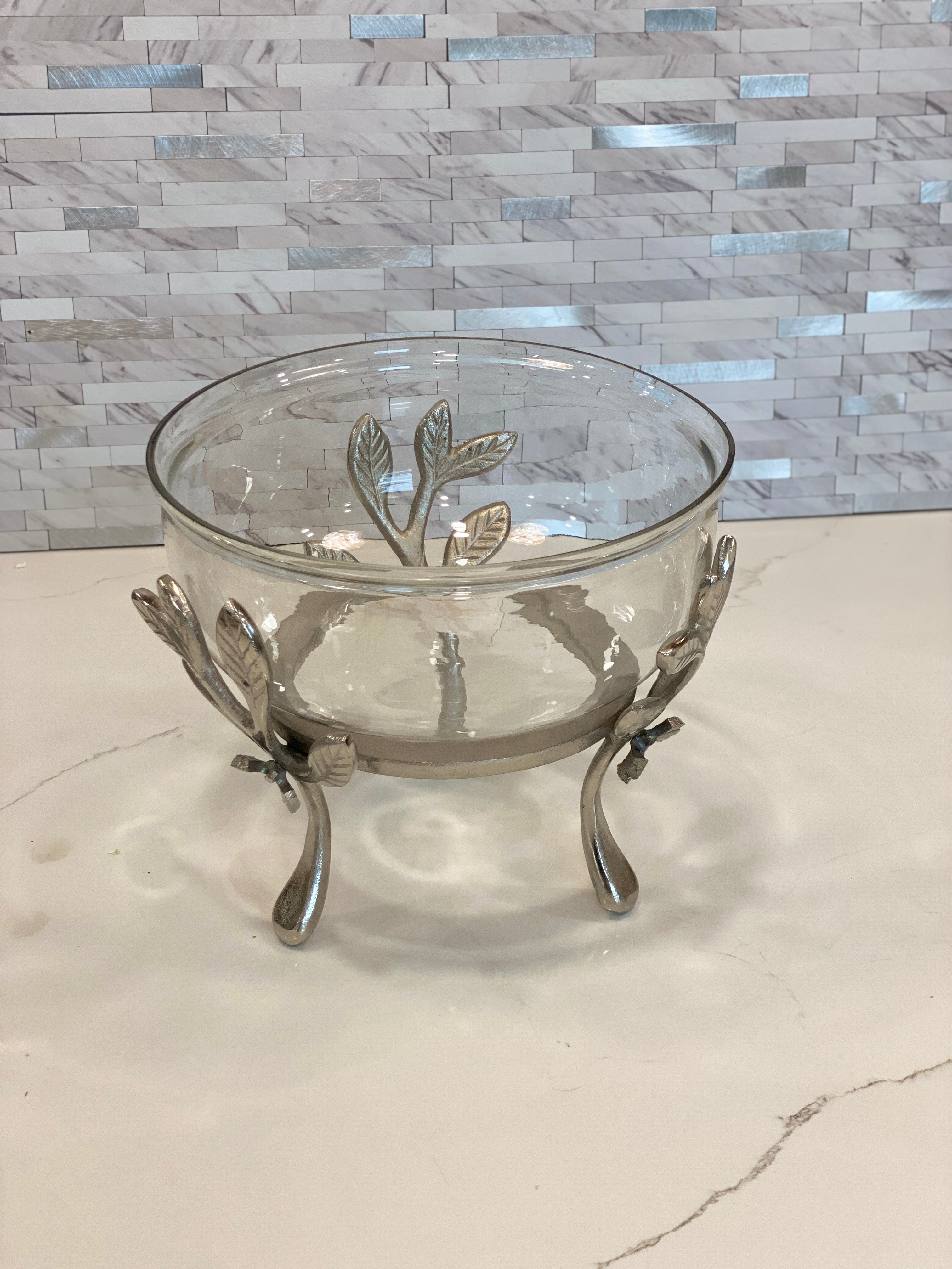 Butterfly Leaf Branch Bowl Silver