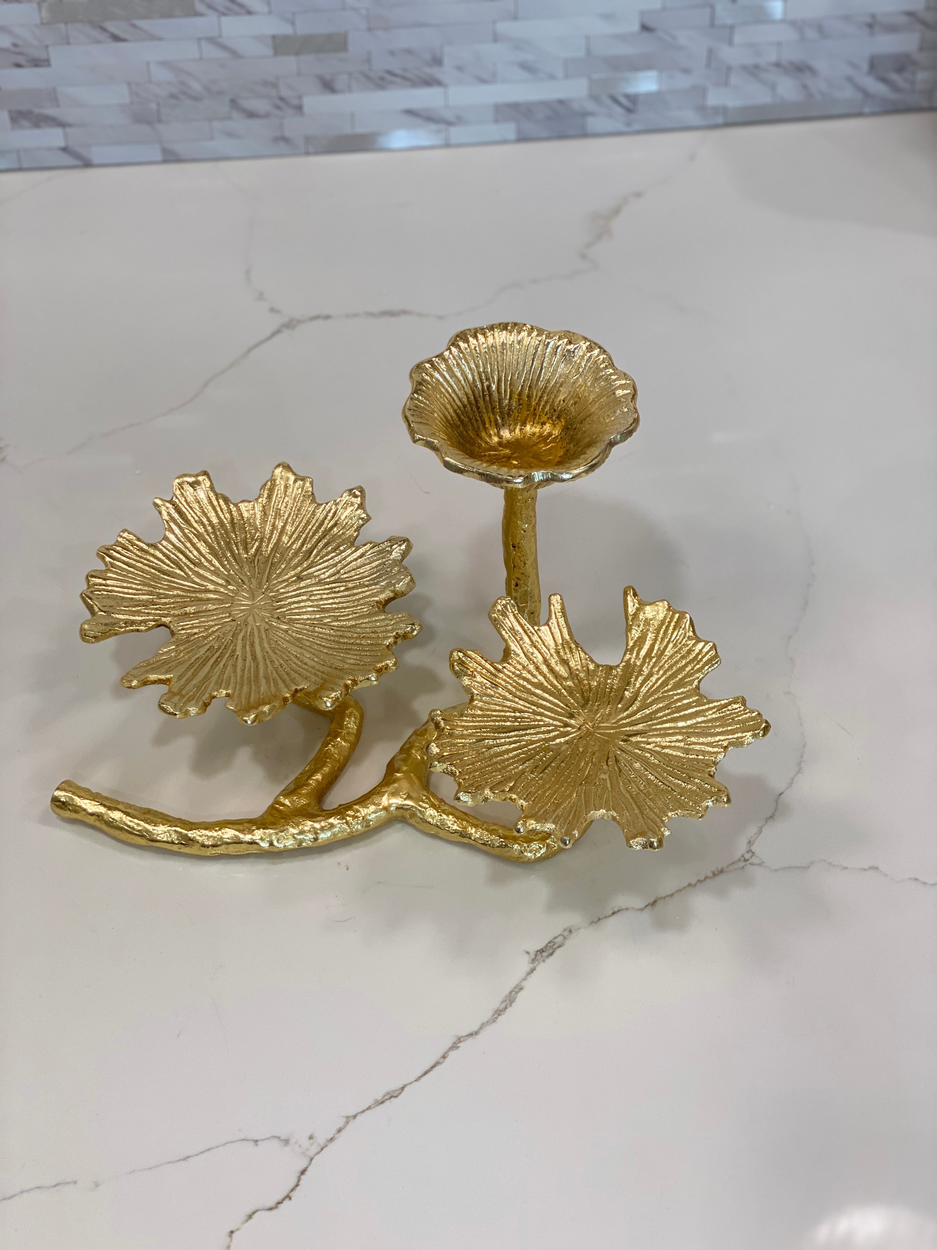 Trio Golden Leaf Votive
