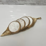 Gold Rope Edge Marble Coaster Set