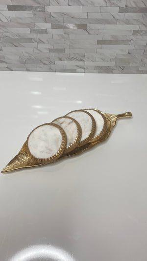 Gold Rope Edge Marble Coaster Set