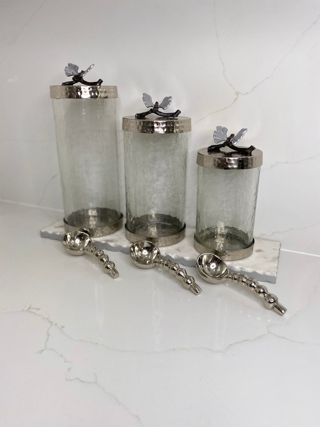 Silver Butterfly Canisters