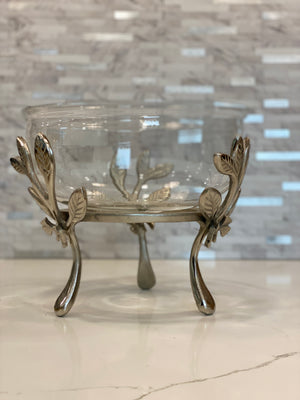 Butterfly Leaf Branch Bowl Silver